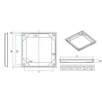 Cadre de fosse 1500x1500 mm