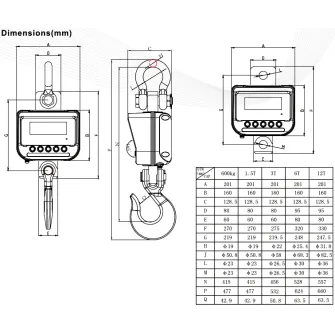 Peson aluminium étanche avec télécommande jusqu'à 12 tonnes